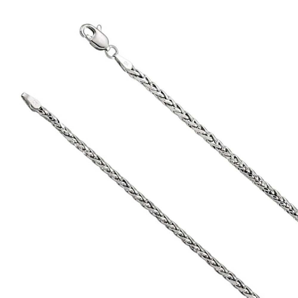 3mm 14k White Gold Hollow Wheat Chain Necklace
