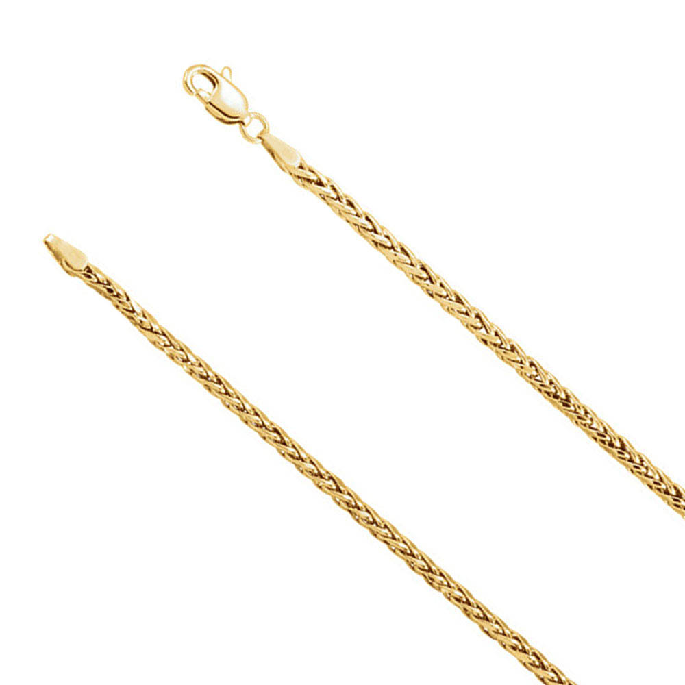 3mm 14k Yellow Gold Hollow Wheat Chain Necklace