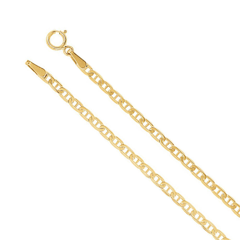 2.25mm 14k Yellow Gold Solid Anchor Chain Necklace