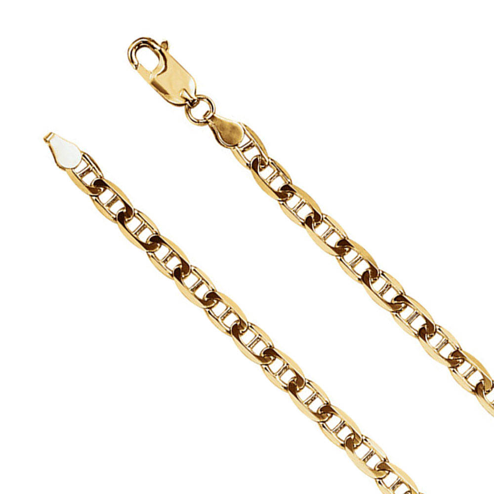 4.5mm 14k Yellow Gold Solid Anchor Chain Necklace