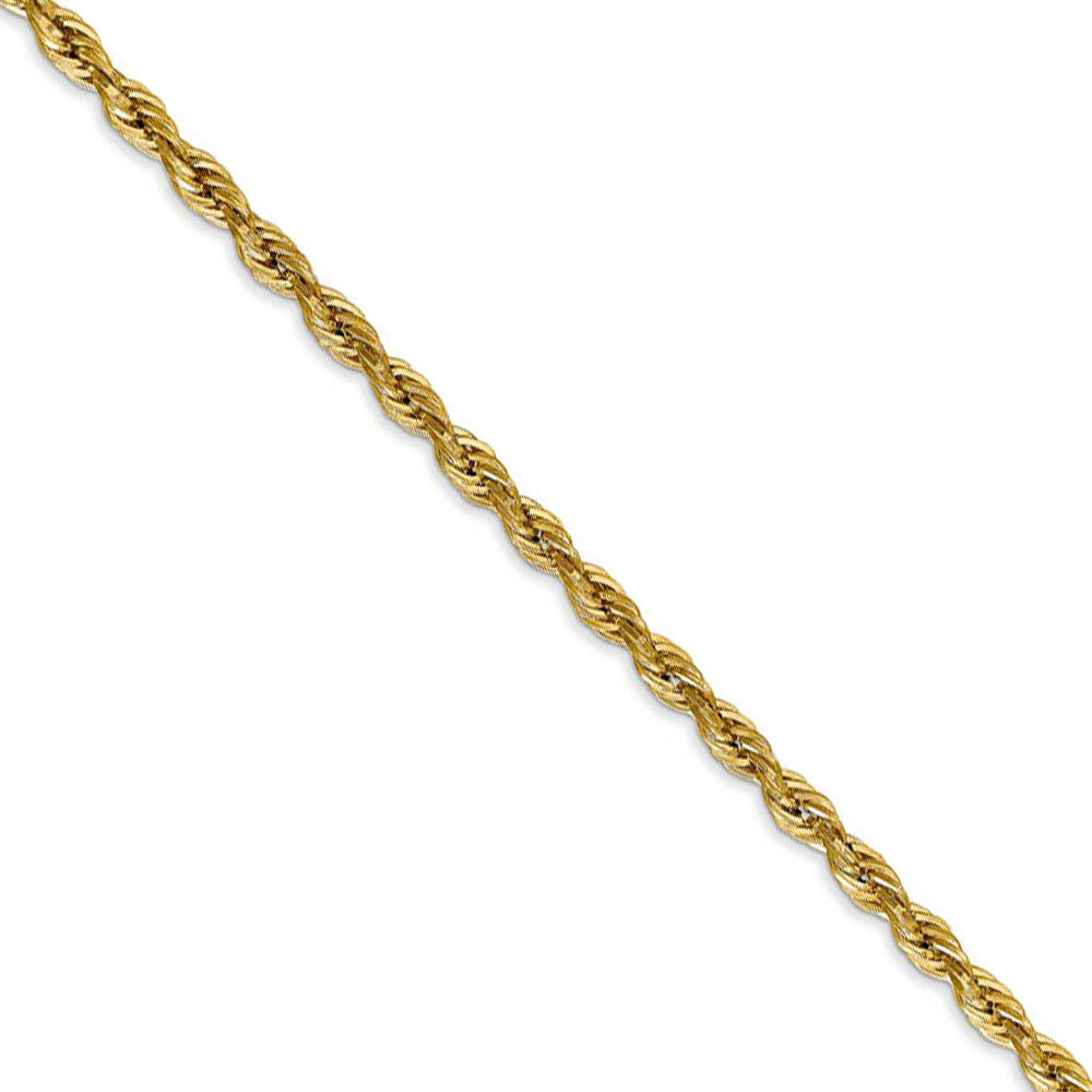 3mm 14k Yellow Gold Hollow Rope Chain Necklace