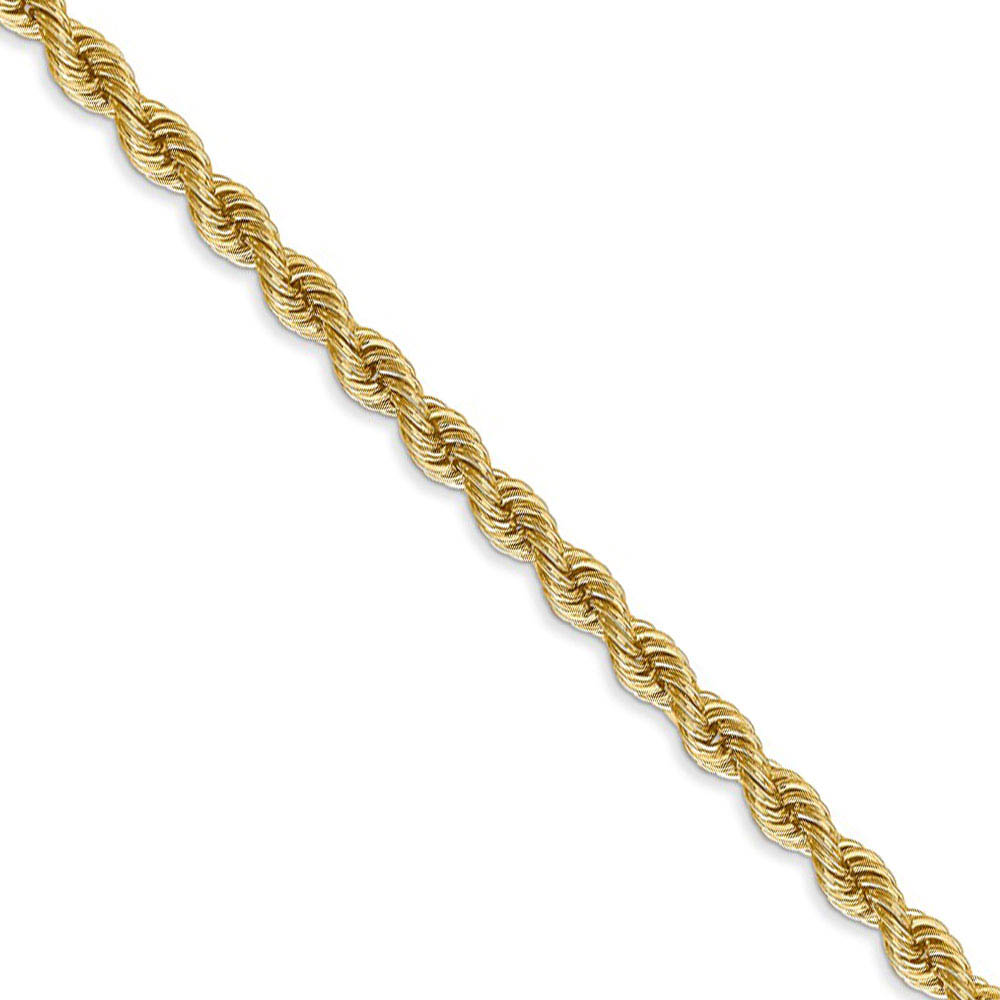 3.65mm 14k Yellow Gold Handmade Solid Rope Chain Necklace