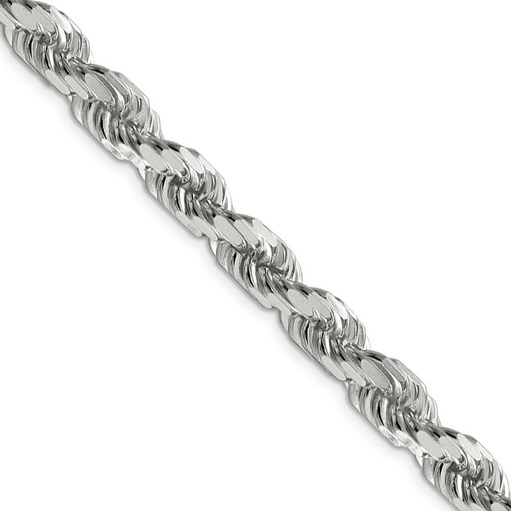 Men's 8mm Sterling Silver D/C 8 Sided Solid Rope Chain Necklace