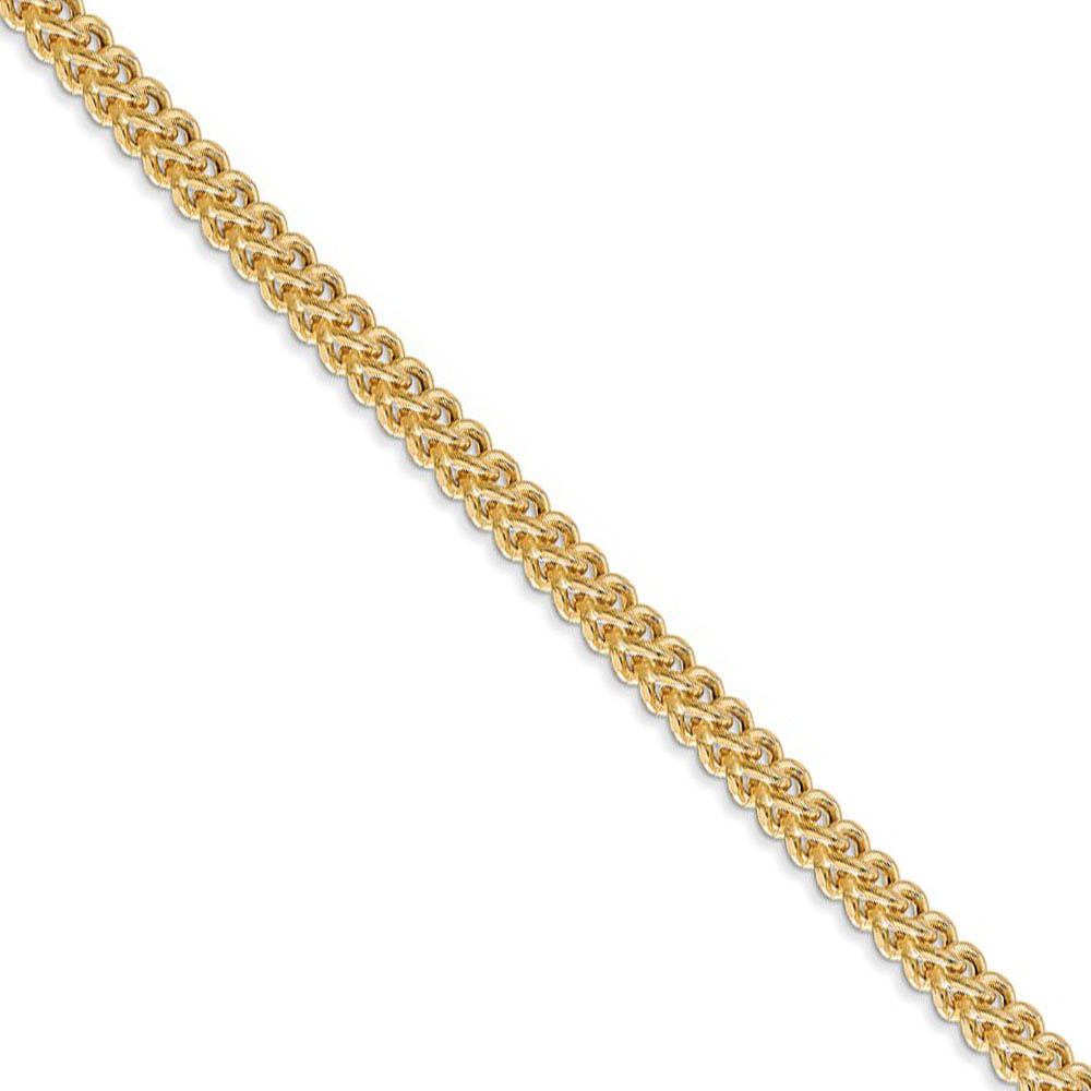 3mm 14k Yellow Gold Hollow Franco Chain Necklace