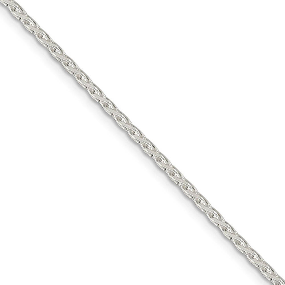 2.1mm Sterling Silver Diamond Cut Solid Round Spiga Chain Necklace