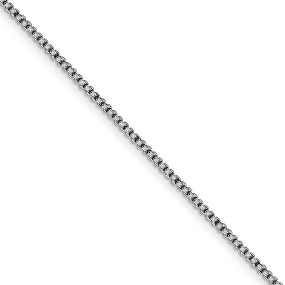 1.5mm 14k White Gold Hollow Round Box Chain Necklace