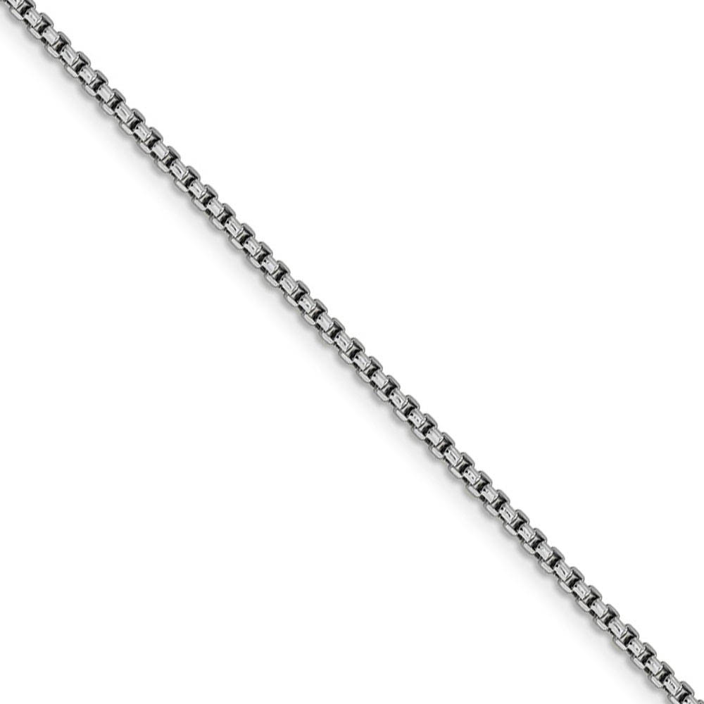 1.75mm 14k White Gold Hollow Round Box Chain Necklace