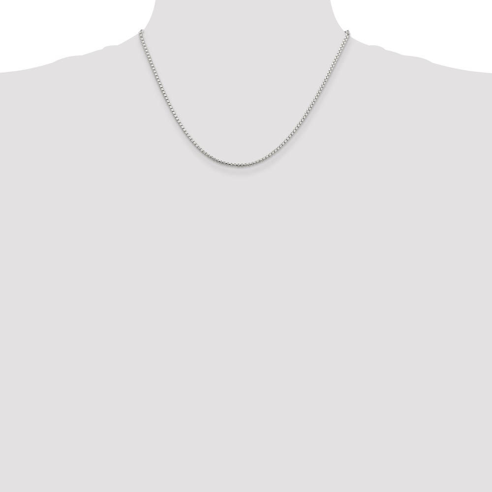 2mm Sterling Silver Diamond Cut Solid Round Box Chain Necklace - Picture 9 of 43