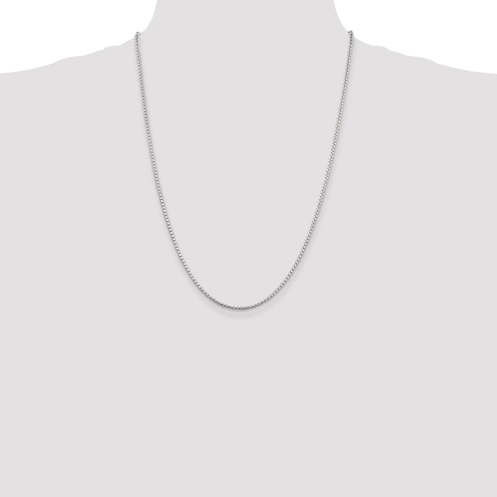 2mm Sterling Silver Diamond Cut Solid Round Box Chain Necklace - Picture 27 of 43