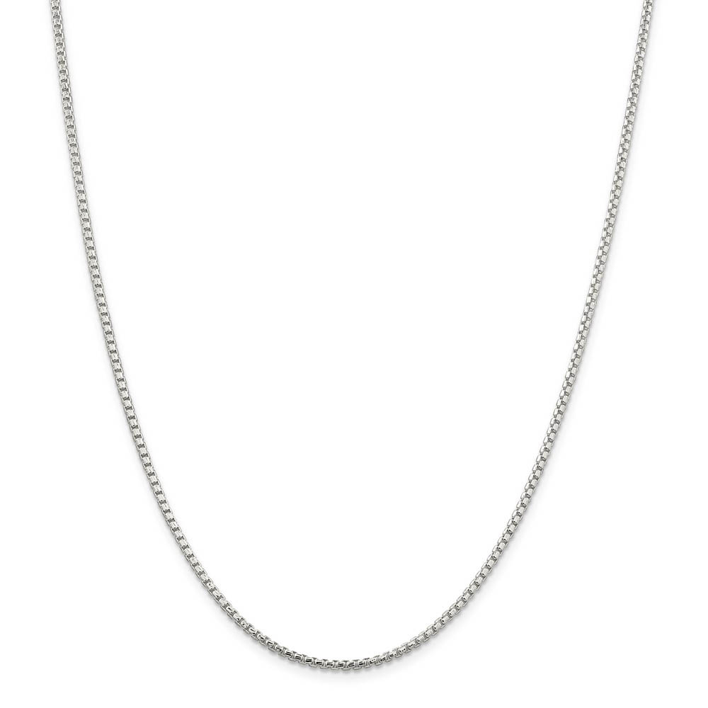 2mm Sterling Silver Diamond Cut Solid Round Box Chain Necklace - Picture 28 of 43