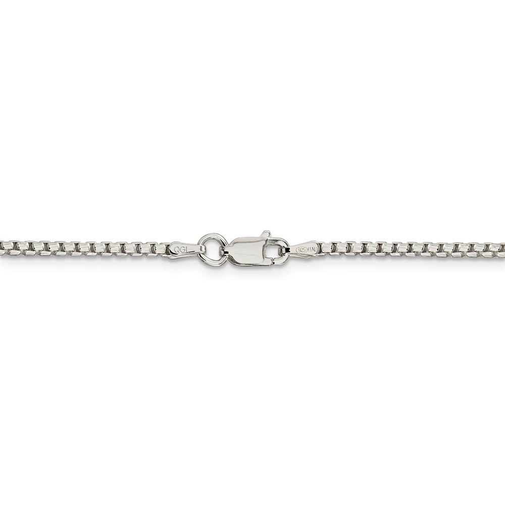 2mm Sterling Silver Diamond Cut Solid Round Box Chain Necklace - Picture 29 of 43