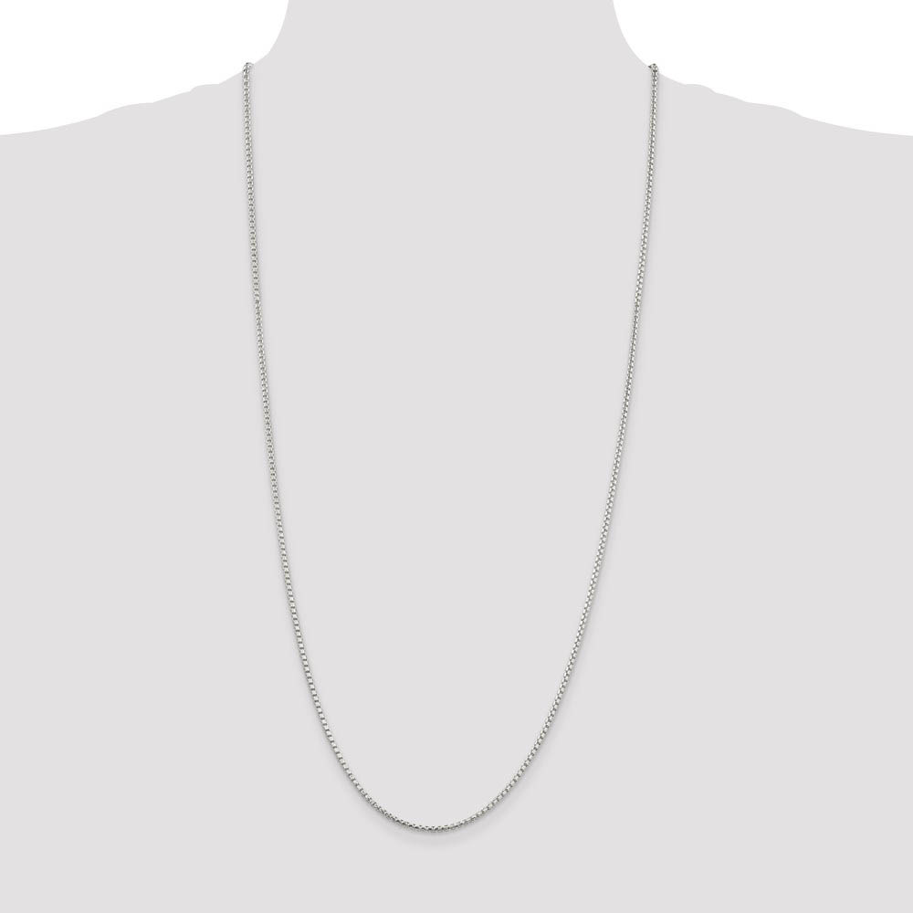 2mm Sterling Silver Diamond Cut Solid Round Box Chain Necklace - Picture 36 of 43