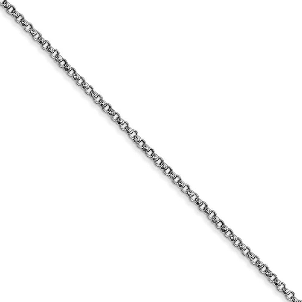 1.55mm 14k White Gold Solid Rolo Pendant Chain