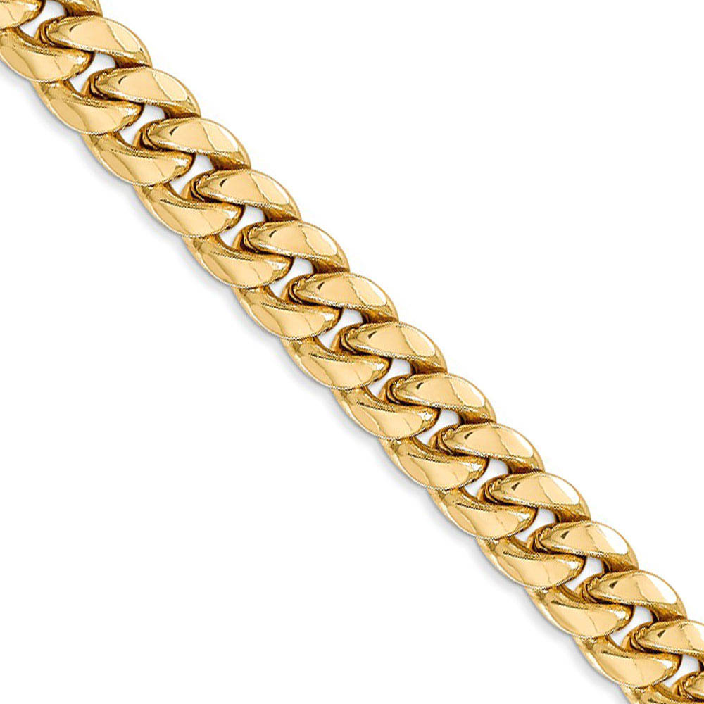Men's 7.3mm 14k Yellow Gold Hollow Cuban Curb Chain Necklace