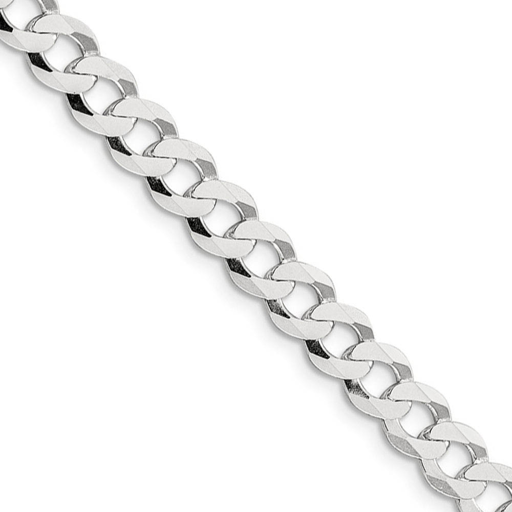 Men's 6.8mm Sterling Silver Solid Flat Curb Chain Necklace