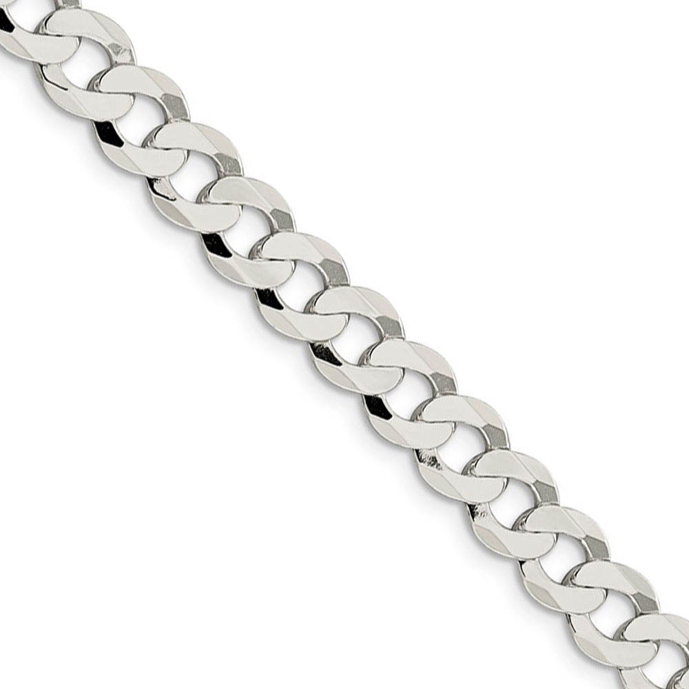 Men's 8mm Sterling Silver Solid Flat Curb Chain Necklace