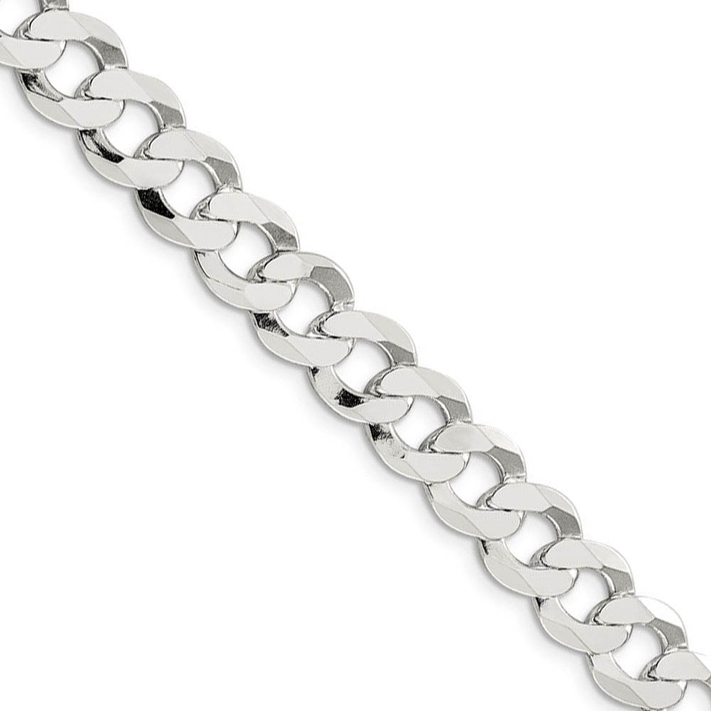 Men's 9.75mm Sterling Silver Solid Flat Curb Chain Necklace