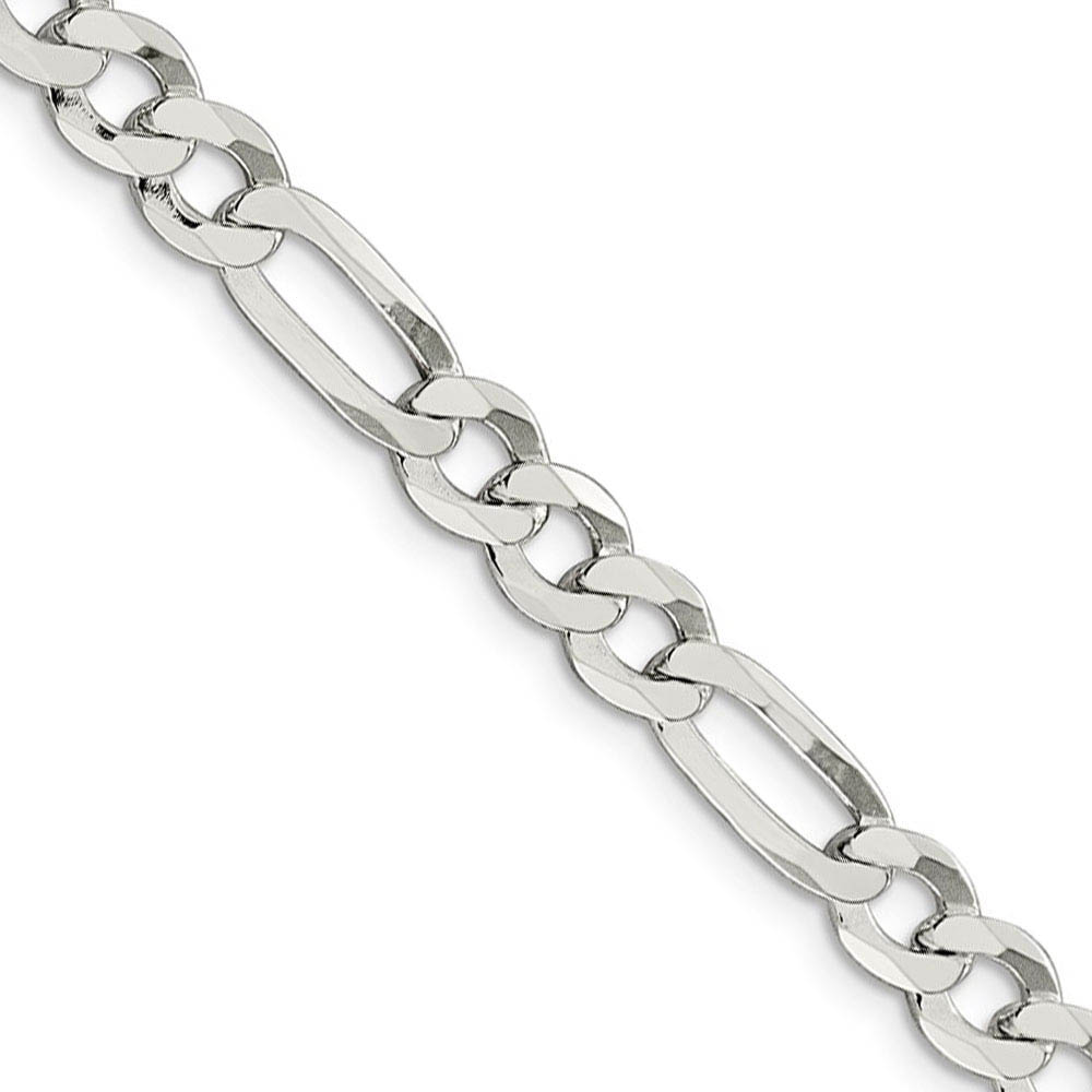 Men's 7.5mm Sterling Silver Solid Flat Figaro Chain Necklace