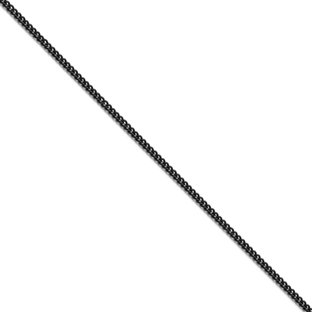 2.25mm Black Plated Stainless Steel Round Curb Chain Necklace, 16 Inch