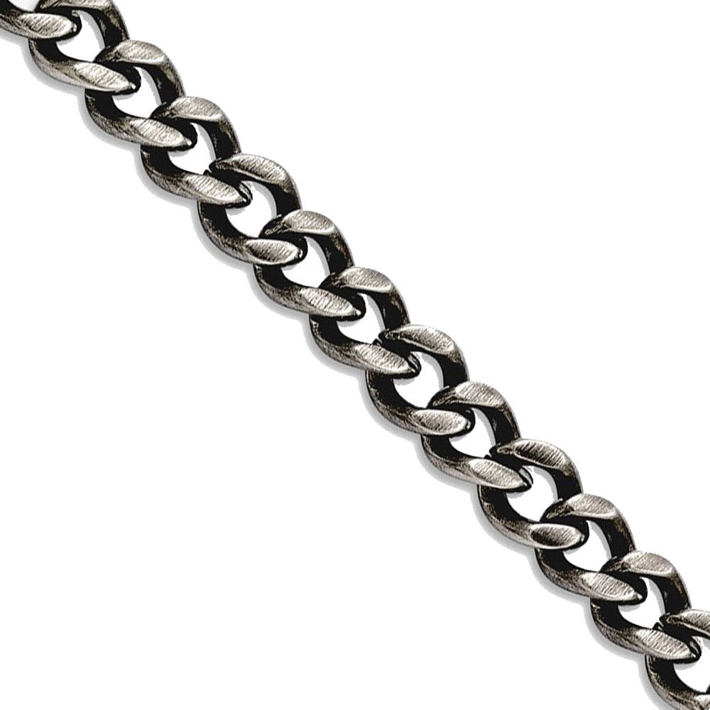 Men's 6.75mm Stainless Steel Polished & Antiqued Curb Chain Necklace