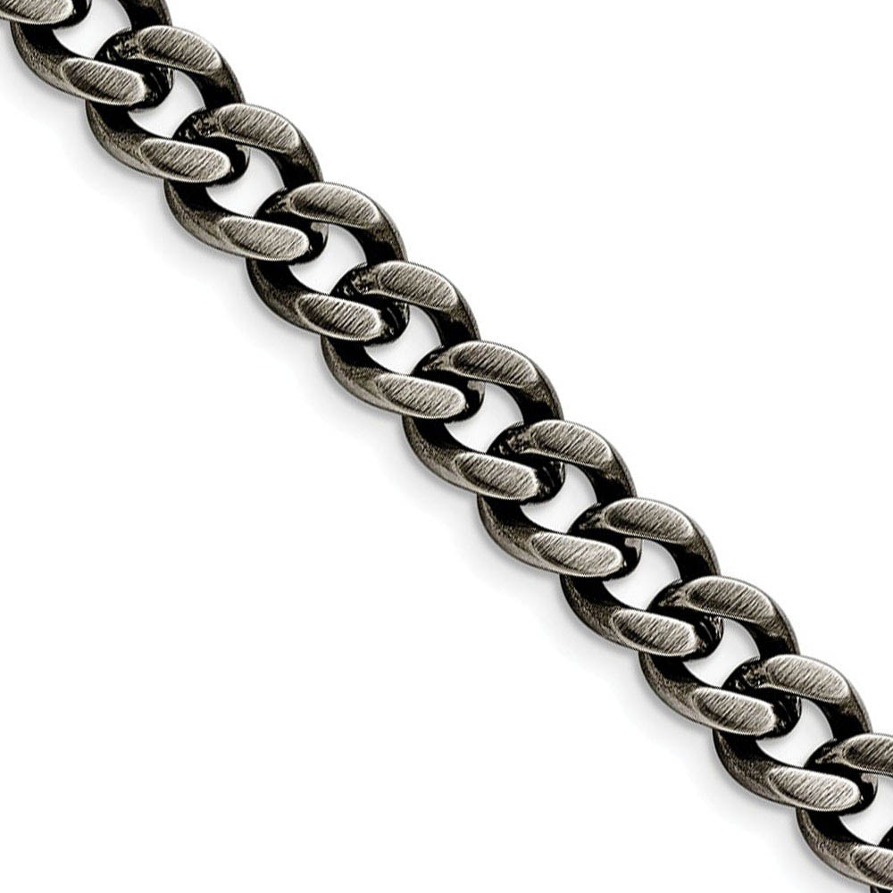 Men&#039;s 9.25mm Stainless Steel Antiqued Curb Chain Necklace, 20 Inch