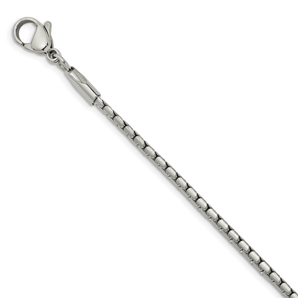 2.5mm Stainless Steel Fancy Flat Box Chain Necklace