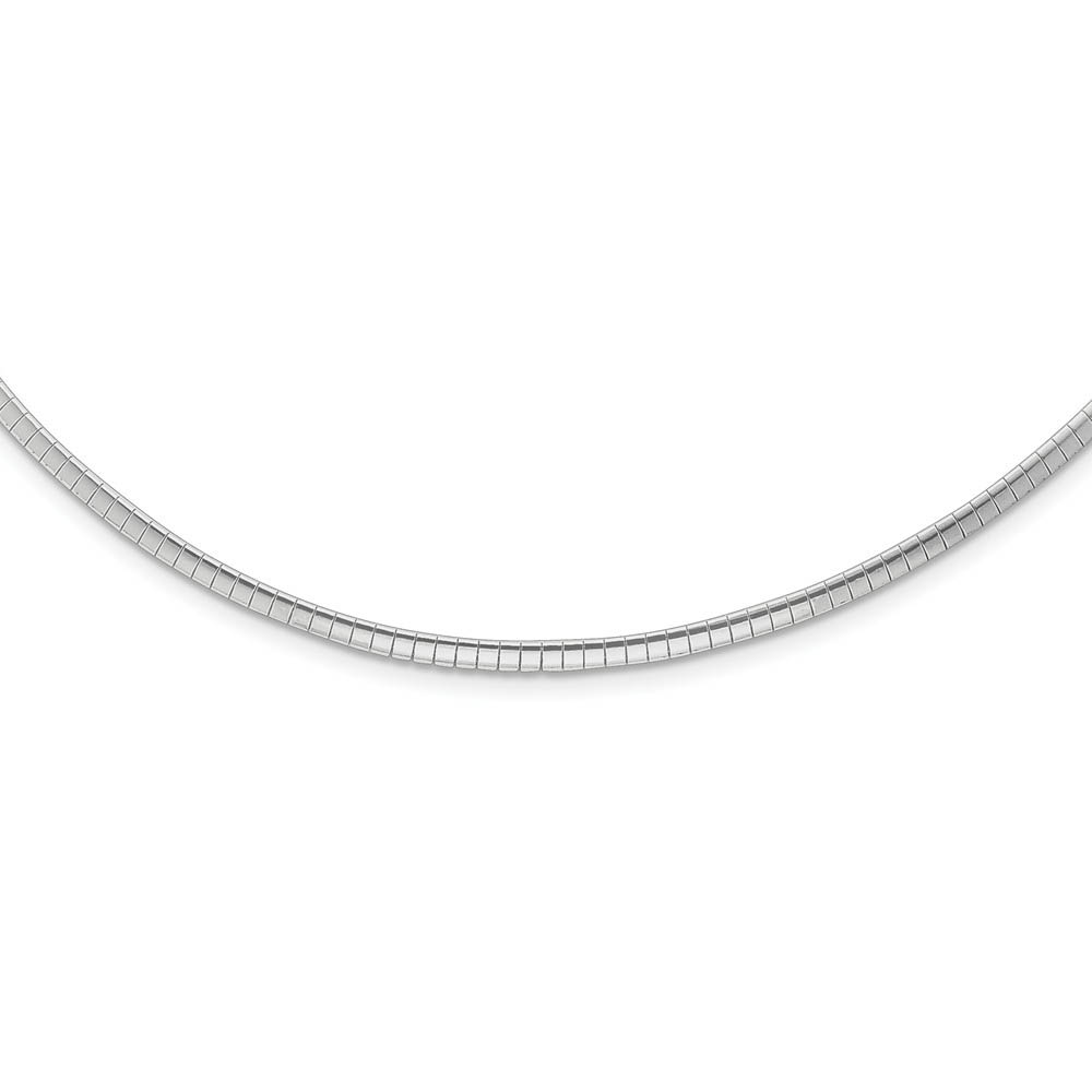 2mm Rhodium Plated Sterling Silver Cubetto Chain Necklace, Inch