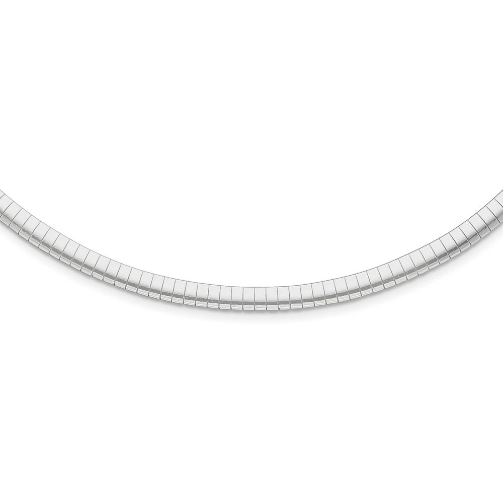 4mm Rhodium Plated Sterling Silver Cubetto Chain Necklace, Inch