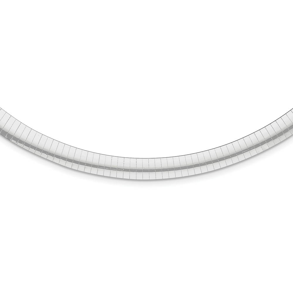 6mm Rhodium Plated Sterling Silver Cubetto Chain Necklace, Inch