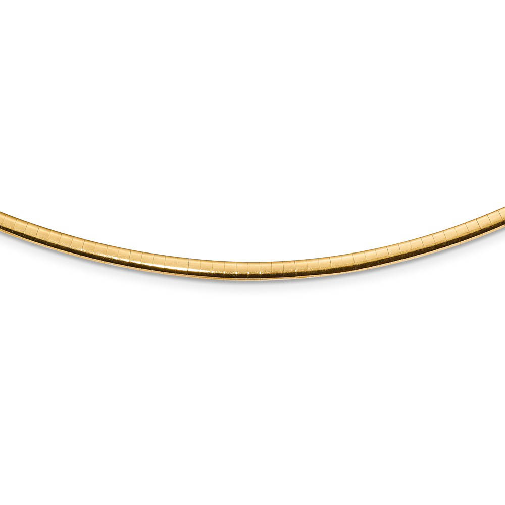 3mm Sterling Silver & 14k Gold Plated Omega Chain Necklace, Adjustable