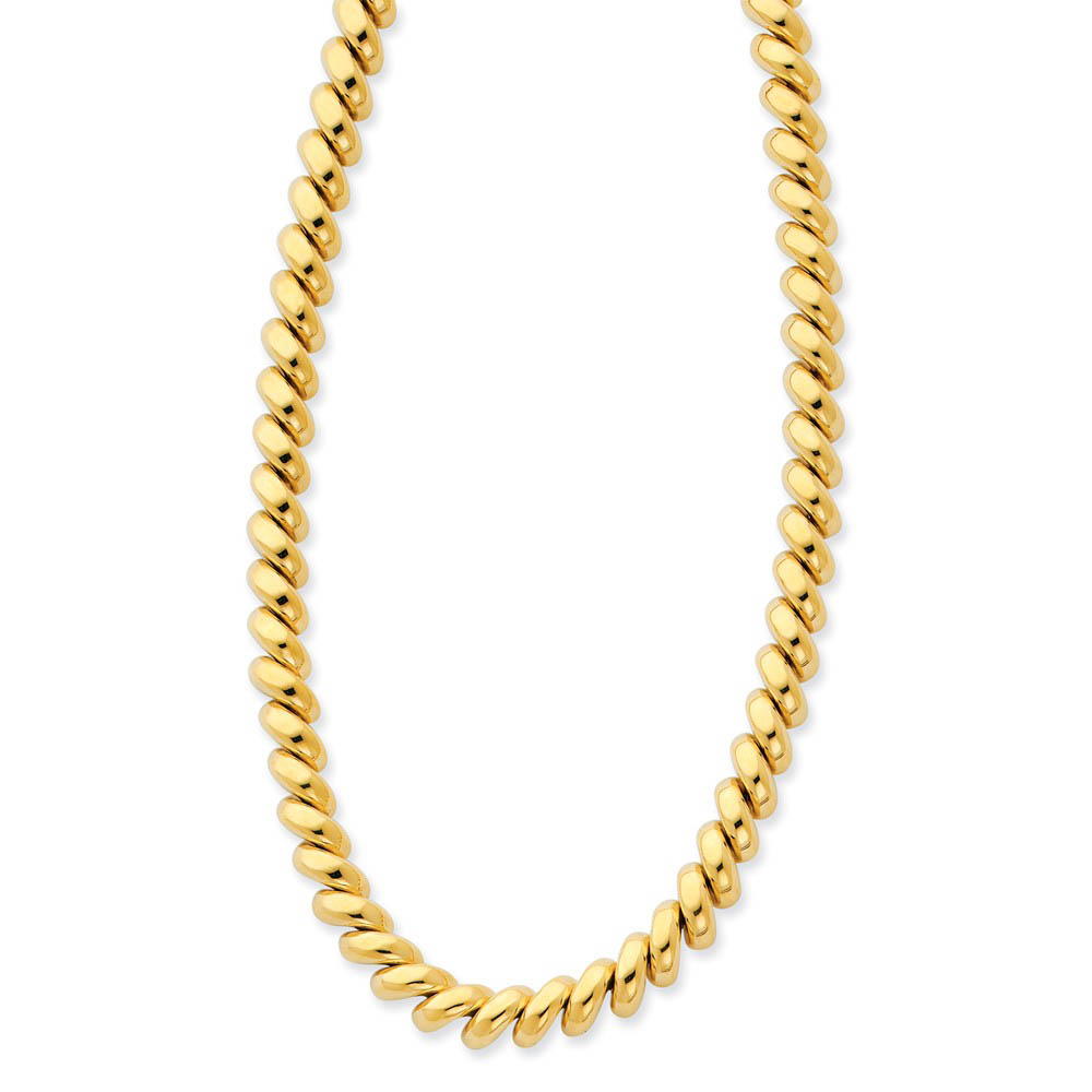 6mm 14k Yellow Gold Hollow San Marco Link Necklace 16 Inch