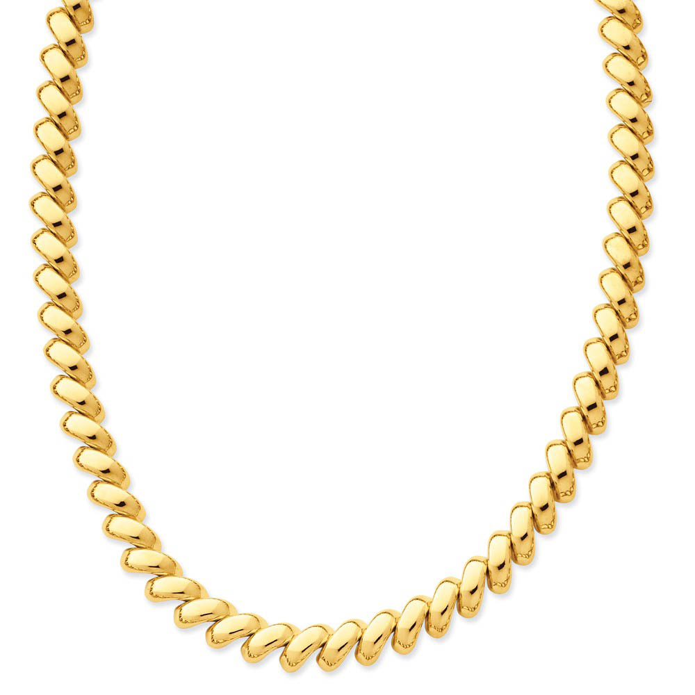 10mm 14k Yellow Gold Hollow San Marco Chain Necklace