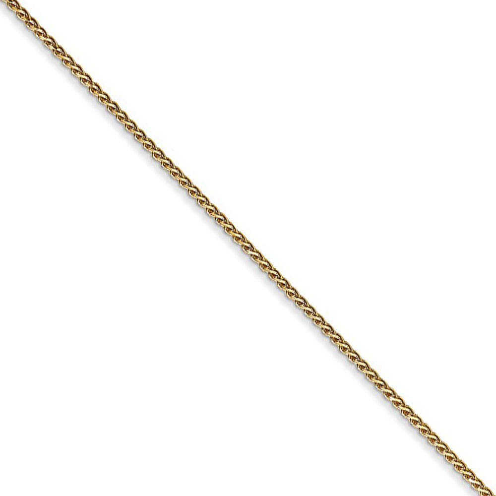 1mm 14k Yellow Gold Solid Diamond Cut Spiga Chain Necklace