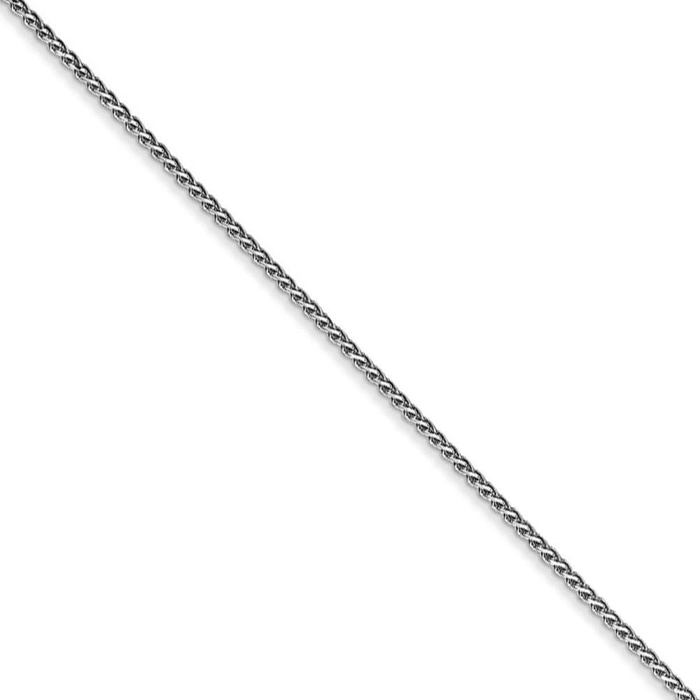 1mm 14k White Gold Solid Diamond Cut Spiga Chain Necklace