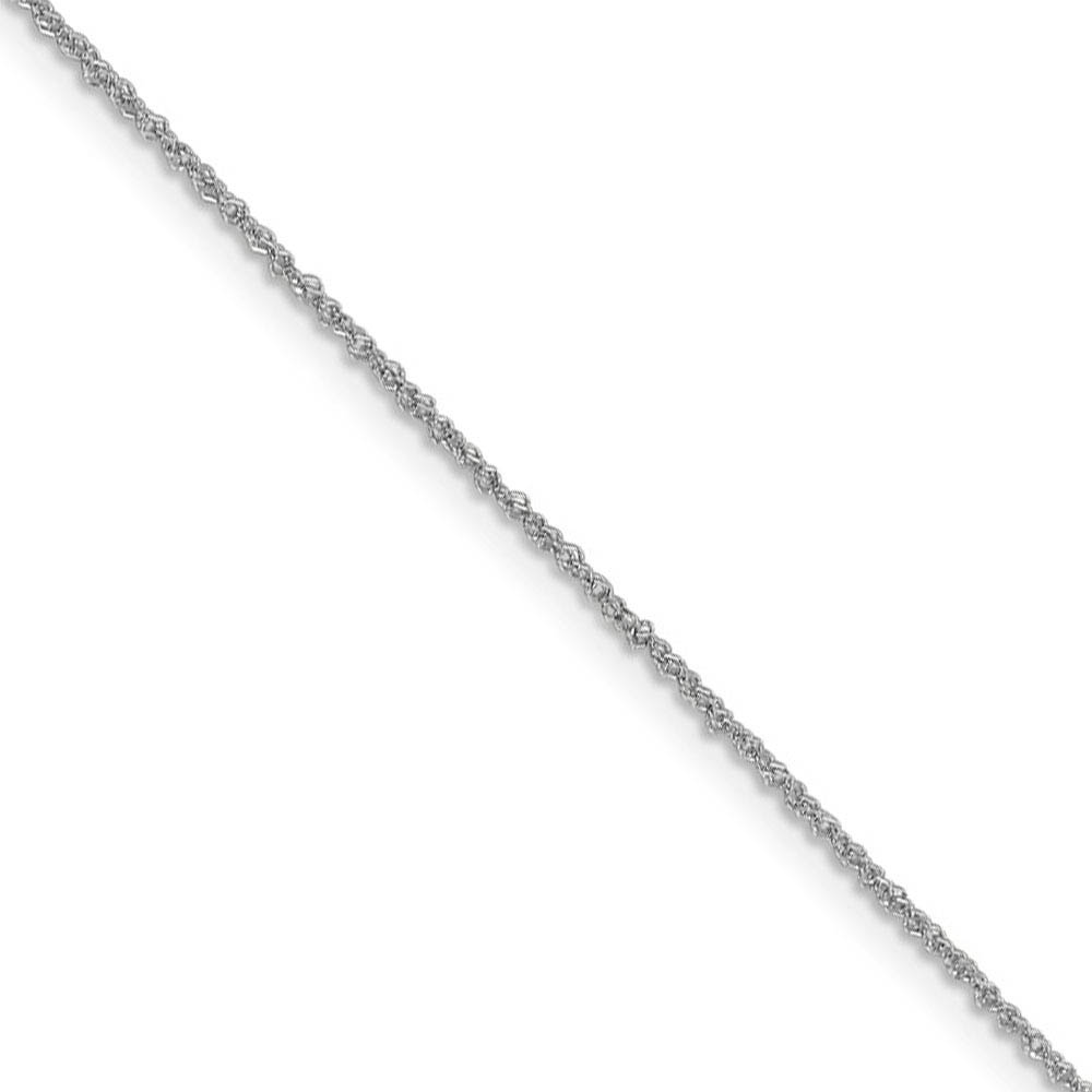 1mm 14k White Gold Diamond Cut Fancy Singapore Chain Necklace