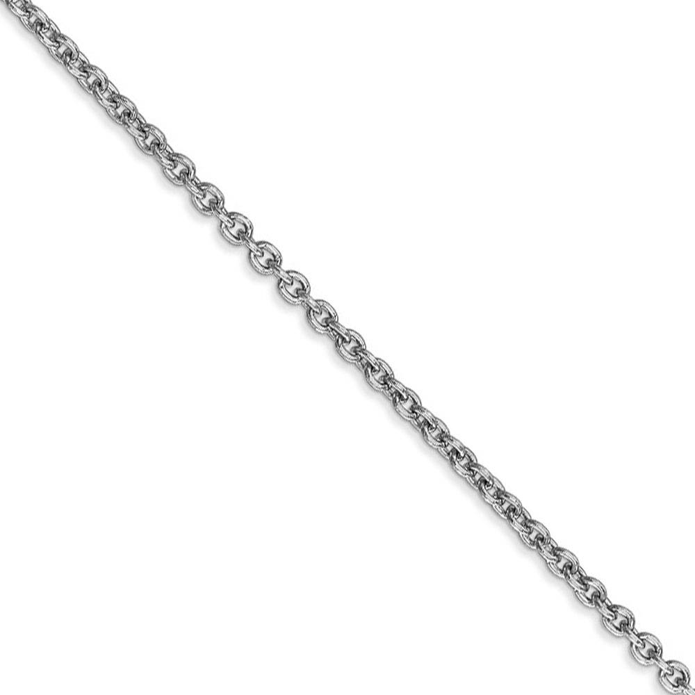 1.95mm 14k White Gold Polished Round Cable Chain Necklace