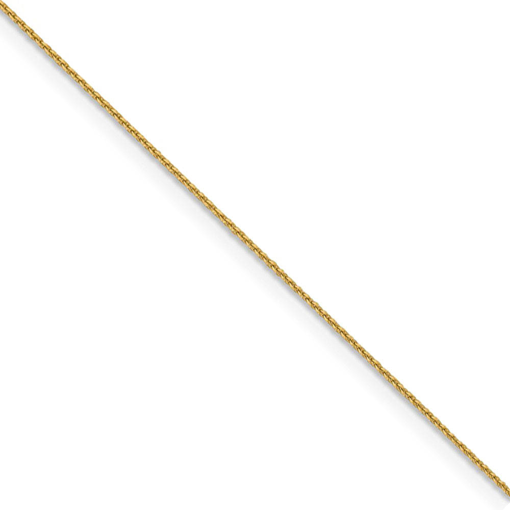 0.85mm 14k Yellow Gold Diamond Cut Solid Cable Chain Necklace