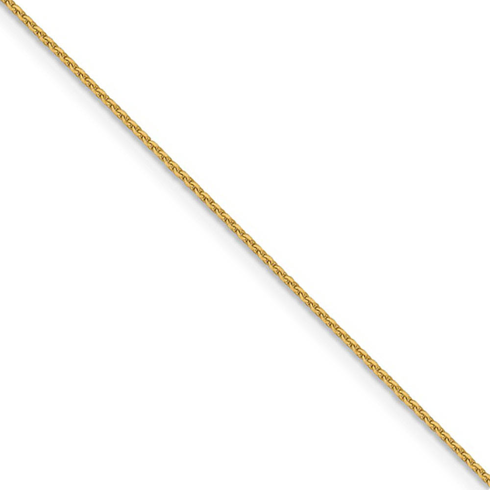 1mm 14k Yellow Gold Diamond Cut Solid Cable Chain Necklace
