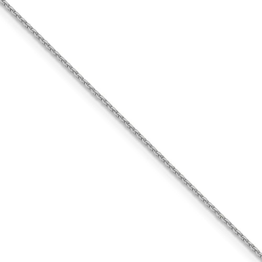 1mm 14k White Gold Diamond Cut Solid Cable Chain Necklace
