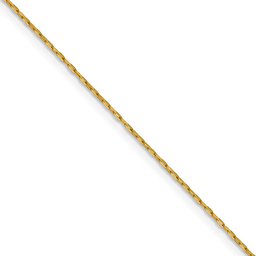 1mm 14k Yellow Gold Diamond Cut Open Long Cable Necklace Chain