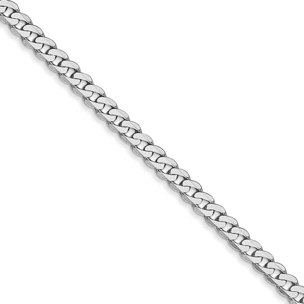 2.9mm 14k White Gold Beveled Solid Curb Chain Necklace