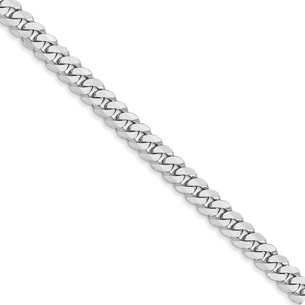 3.9mm 14k White Gold Beveled Solid Curb Chain Necklace