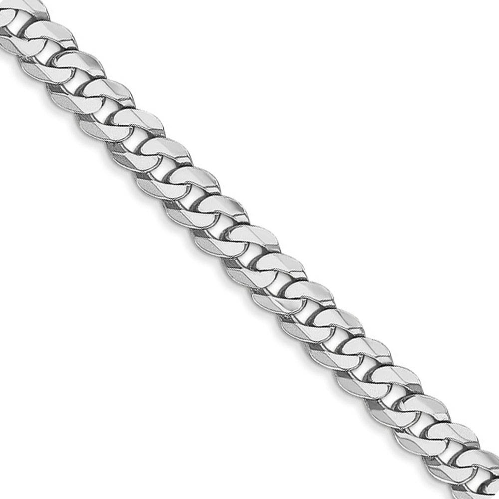 4.5mm 14k White Gold Beveled Solid Curb Chain Necklace