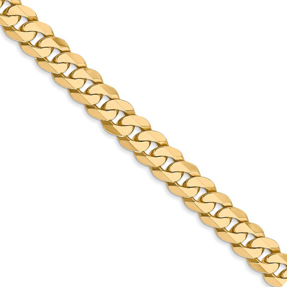 Men's 6.1mm 14k Yellow Gold Beveled Solid Curb Chain Necklace
