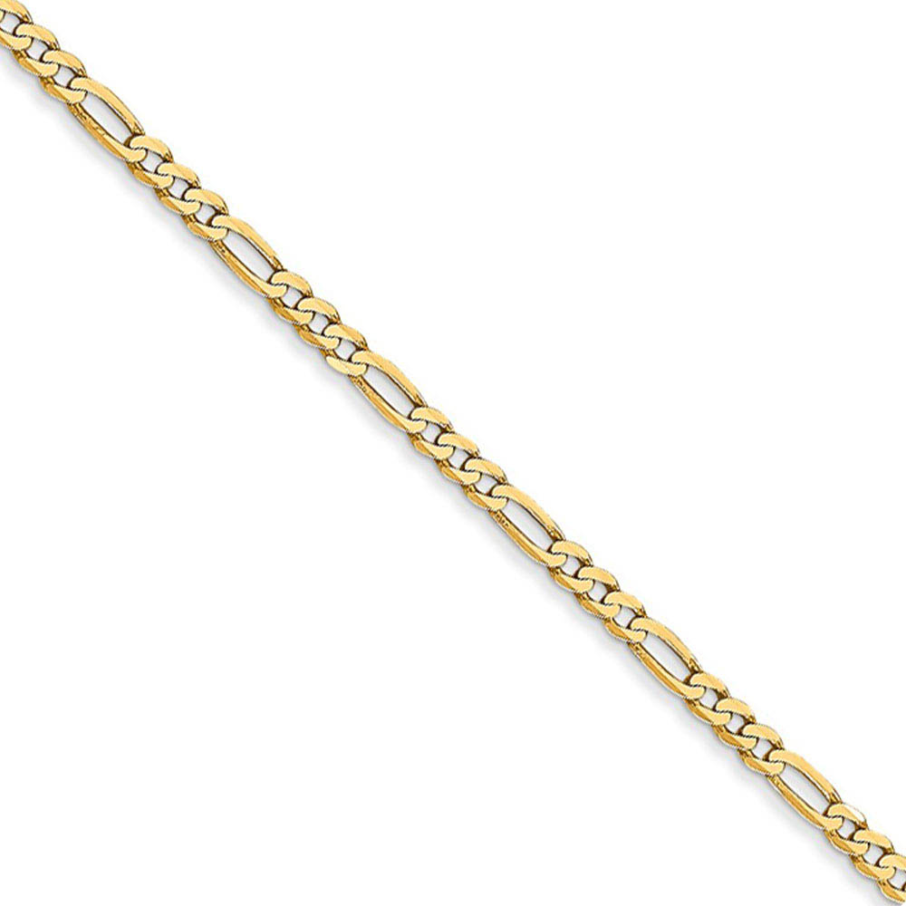 2.25mm 14k Yellow Gold Flat Figaro Necklace Chain