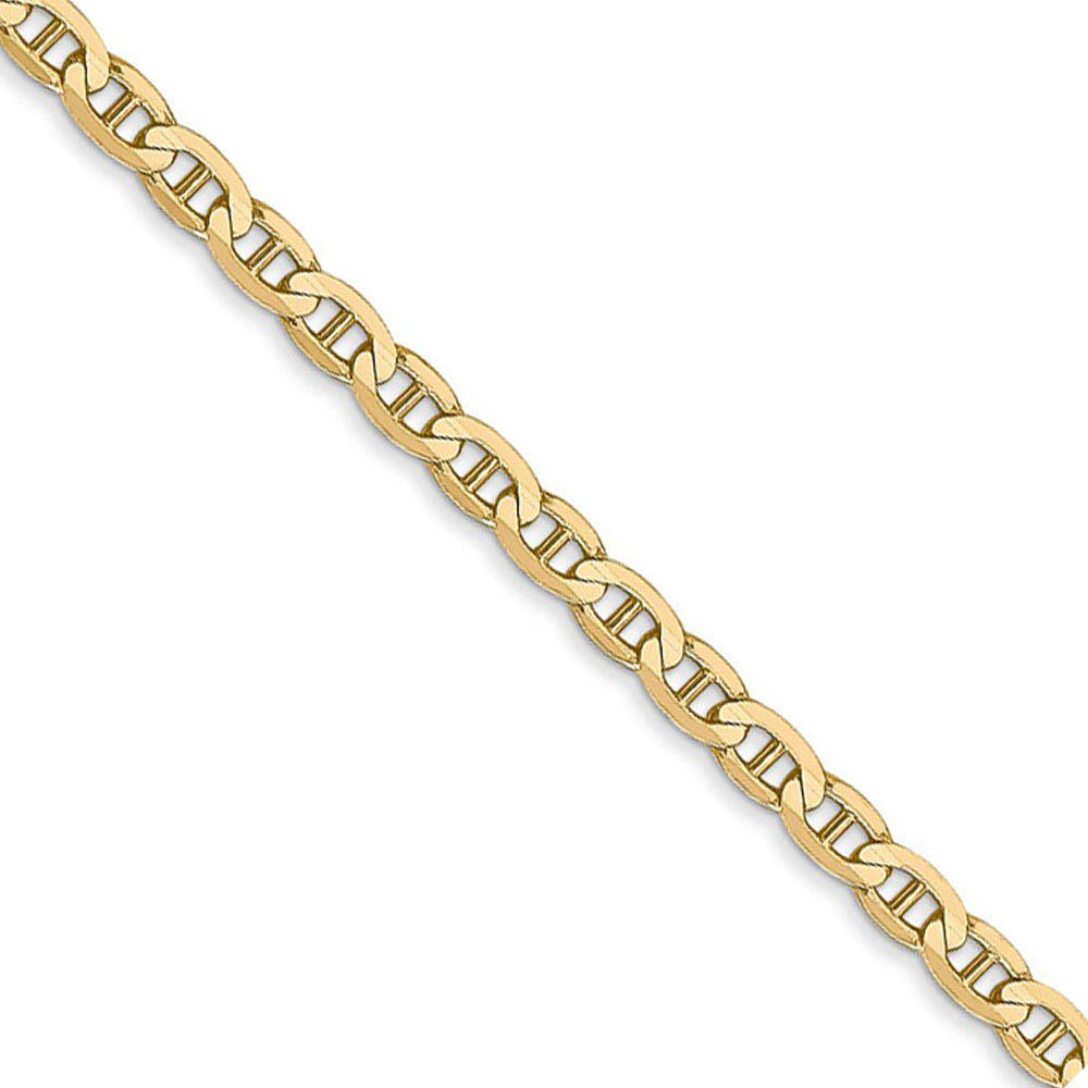 3mm 14k Yellow Gold Solid Concave Anchor Chain Necklace