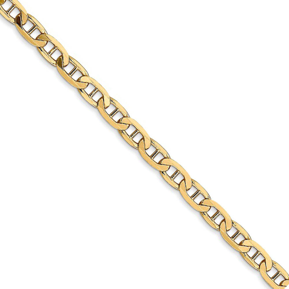 3.75mm 14k Yellow Gold Solid Concave Anchor Chain Necklace