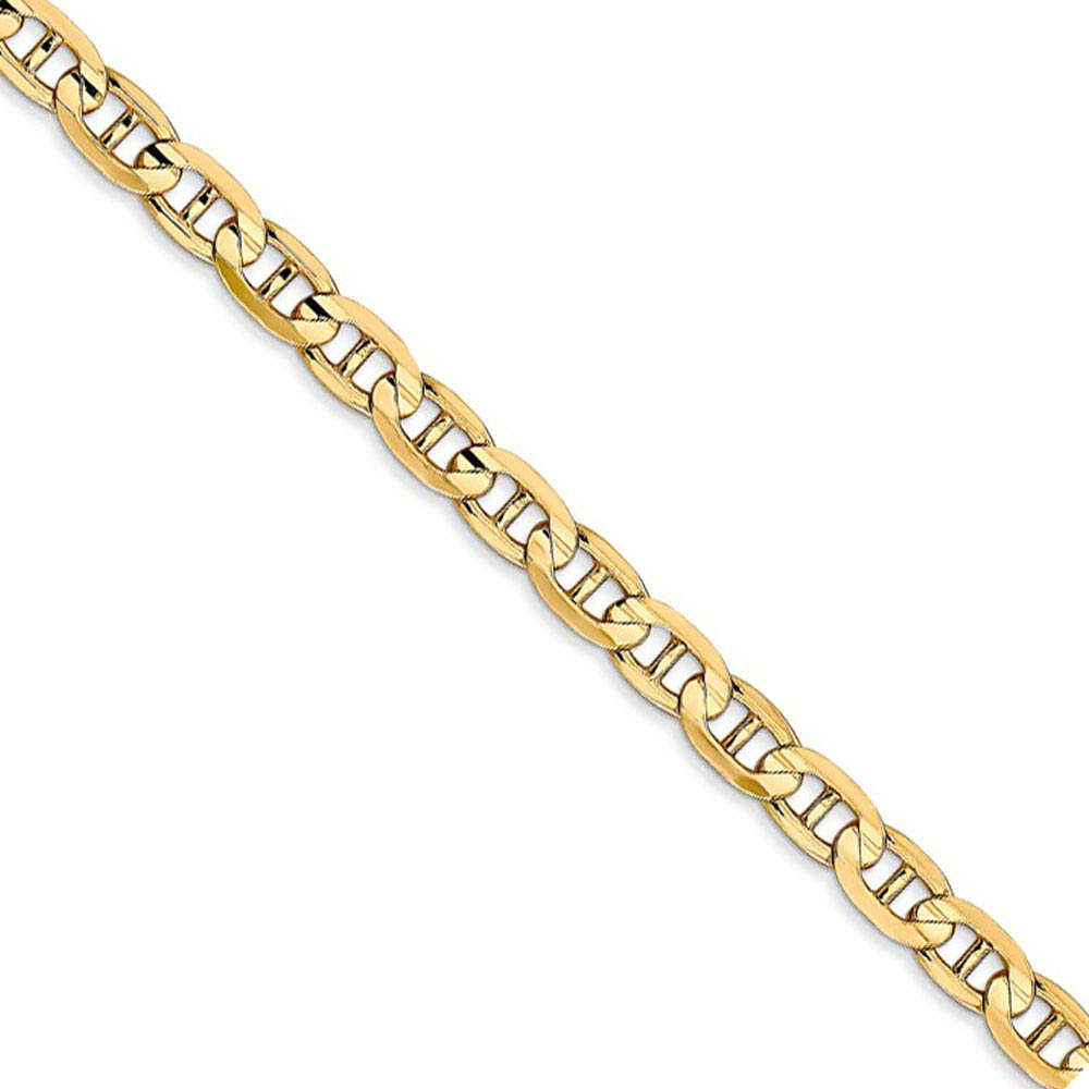 4.5mm 14k Yellow Gold Solid Concave Anchor Chain Necklace
