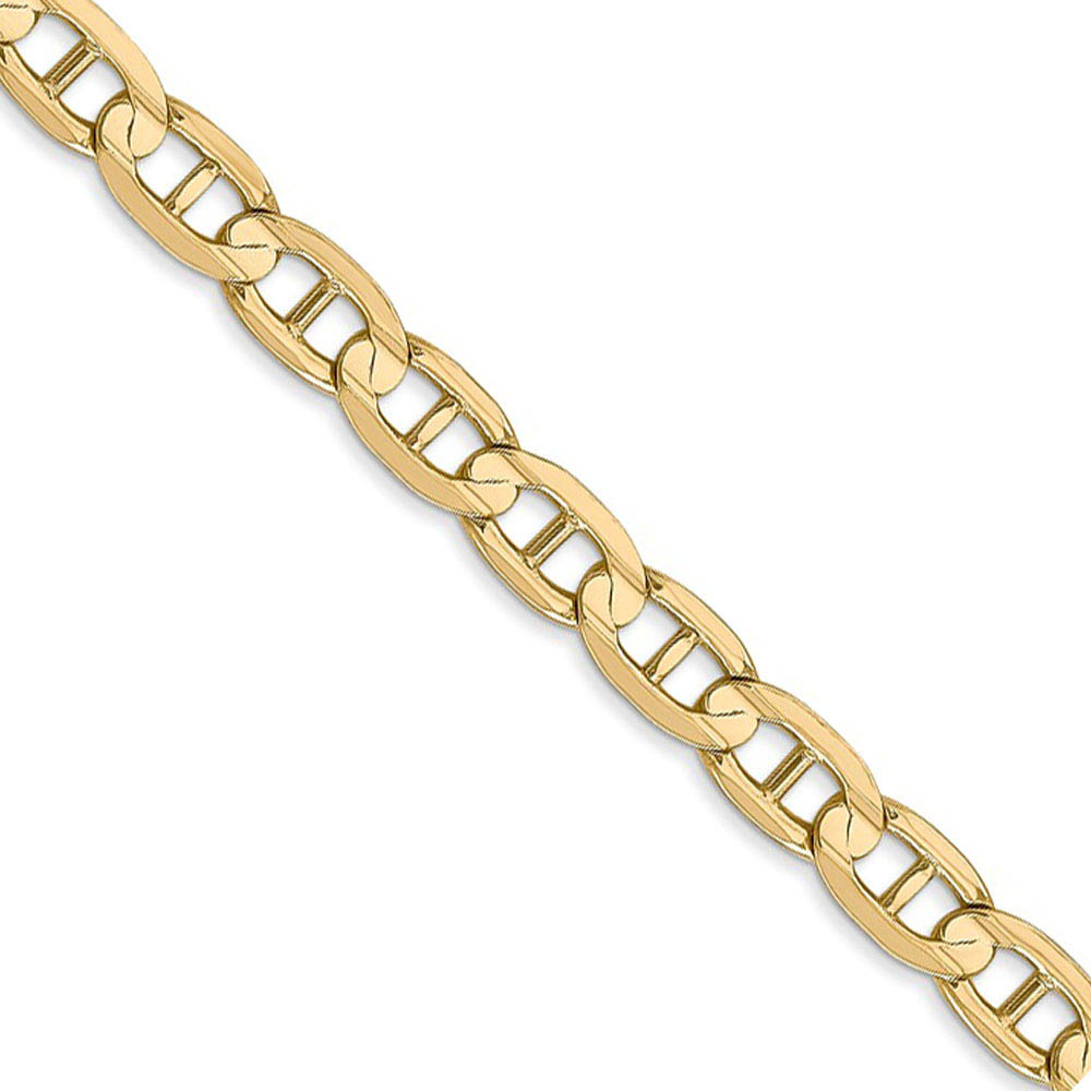 5.25mm 14k Yellow Gold Solid Concave Anchor Chain Necklace