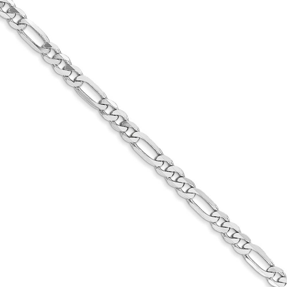 3mm 14k White Gold Flat Figaro Chain Necklace